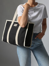 Schoudertas Oscar Katoen Hindbag Zwart best seller OSCAR-vue-porte
